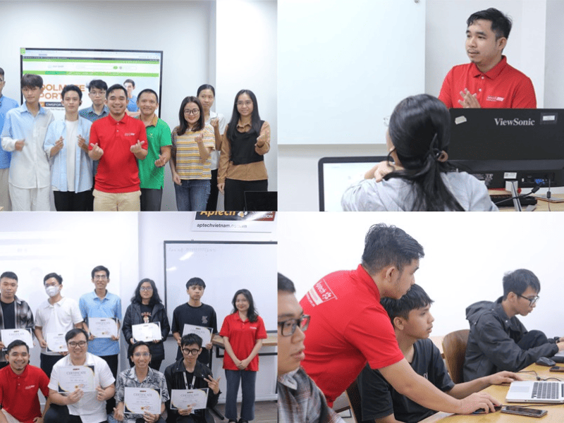 thầy giáo hướng dẫn làm web cơ bản và trao bằng cho học viên